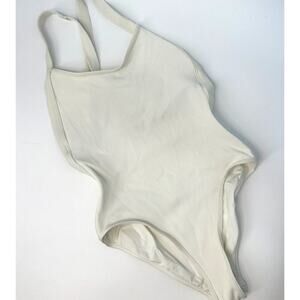 LSPACE Ribbed Crossback One Piece Swimsuit White
